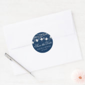 Lilie Navy Blue Lights | Save the Date Chic Runder Aufkleber (Umschlag)