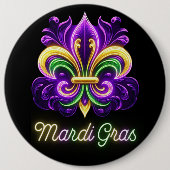 Lilie Neon Mardi Gras Button (Vorderseite)