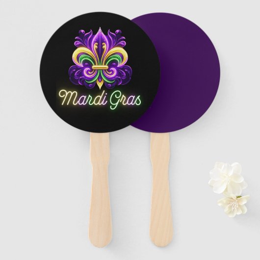 Lilie Neon Mardi Gras Fächer (Vorne und Hinten)