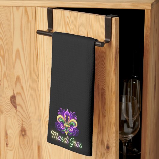 Lilie Neon Mardi Gras Geschirrtuch (Drittel gefaltet)