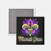 Lilie Neon Mardi Gras Magnet (Vorderseite/Rückseite)