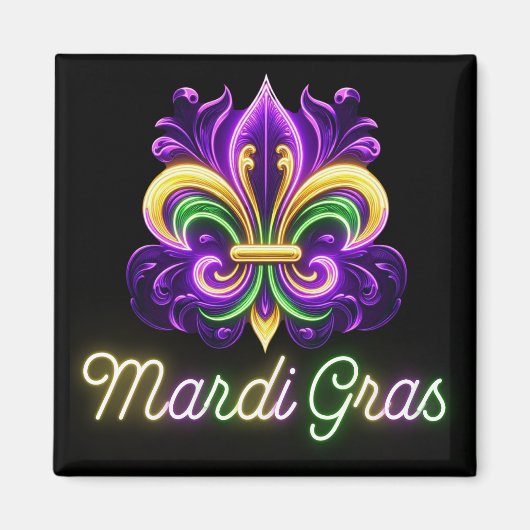Lilie Neon Mardi Gras Magnet (Vorne)