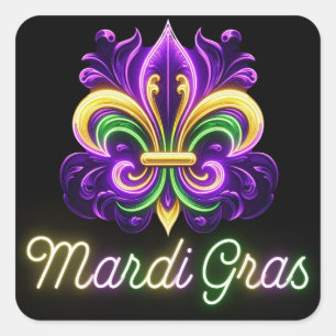 Lilie Neon Mardi Gras Quadratischer Aufkleber