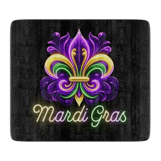 Lilie Neon Mardi Gras Schneidebrett (Vorderseite)