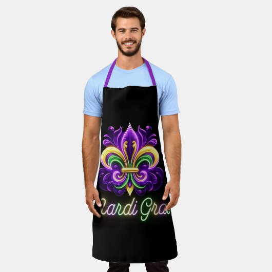 Lilie Neon Mardi Gras Schürze (Getragen)