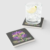 Lilie Neon Mardi Gras Steinuntersetzer (Seitenansicht)