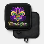 Lilie Neon Mardi Gras Topflappen (Vorderseite/Rückseite)
