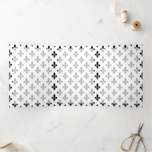 Lilie Pattern, Französisch, Royal, Black Dreifach Gefaltete Karte