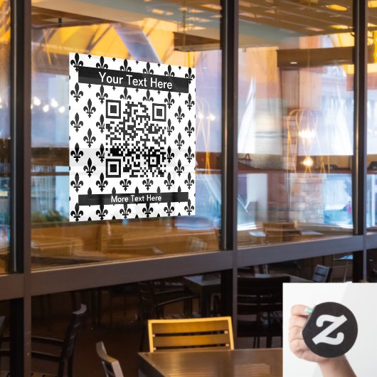 Lilie Pattern, Französisch, Royal, Black Fensteraufkleber (Restaurantfenster)