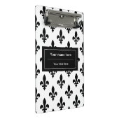 Lilie Pattern, Französisch, Royal, Black Mini Klemmbrett (Schrägansicht)