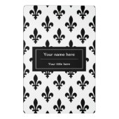 Lilie Pattern, Französisch, Royal, Black Mini Klemmbrett (Rückseite)