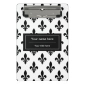 Lilie Pattern, Französisch, Royal, Black Mini Klemmbrett (Vorderseite)