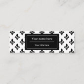 Lilie Pattern, Französisch, Royal, Black Mini Visitenkarte (Rückseite)