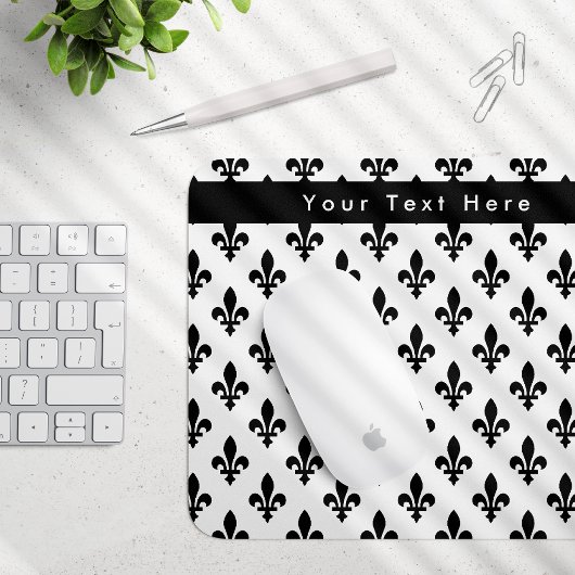 Lilie Pattern, Französisch, Royal, Black Mousepad