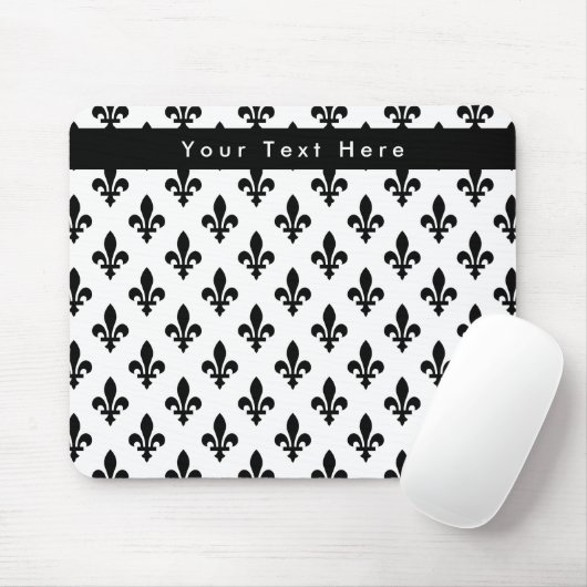 Lilie Pattern, Französisch, Royal, Black Mousepad (Mit Mouse)