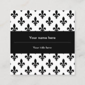 Lilie Pattern, Französisch, Royal, Black Quadratische Visitenkarte (Rückseite)