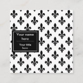 Lilie Pattern, Französisch, Royal, Black Quadratische Visitenkarte (Rückseite)