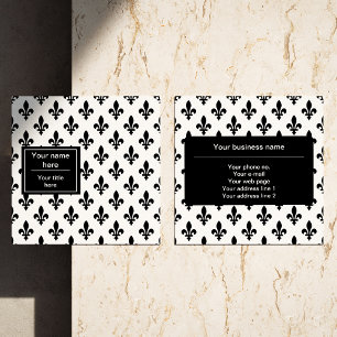 Lilie Pattern, Französisch, Royal, Black Quadratische Visitenkarte