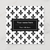 Lilie Pattern, Französisch, Royal, Black Quadratische Visitenkarte (Rückseite)