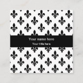 Lilie Pattern, Französisch, Royal, Black Quadratische Visitenkarte (Rückseite)