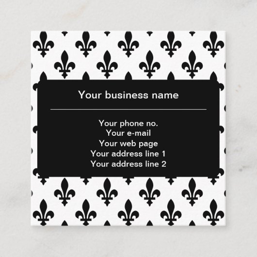 Lilie Pattern, Französisch, Royal, Black Quadratische Visitenkarte (Vorderseite)