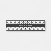 Lilie Pattern, Französisch, Royal, Black Türschild (Vorderseite )