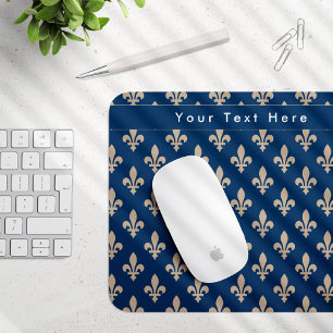 Lilie Pattern, Französisch, Royal, Cream, Blau Mousepad