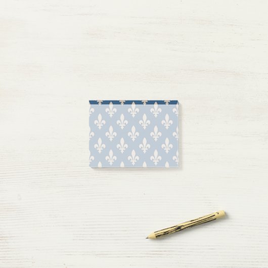 Lilie Pattern, Französisch, Royal, Cream, Blau Post-it Klebezettel (Auf Schreibtisch)