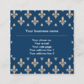 Lilie Pattern, Französisch, Royal, Cream, Blau Quadratische Visitenkarte (Vorderseite)