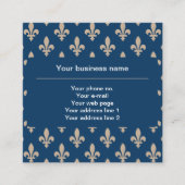 Lilie Pattern, Französisch, Royal, Cream, Blau Quadratische Visitenkarte (Vorderseite)