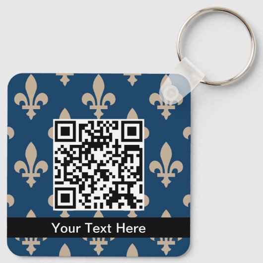 Lilie Pattern, Französisch, Royal, Cream, Blau Schlüsselanhänger (Rückseite)