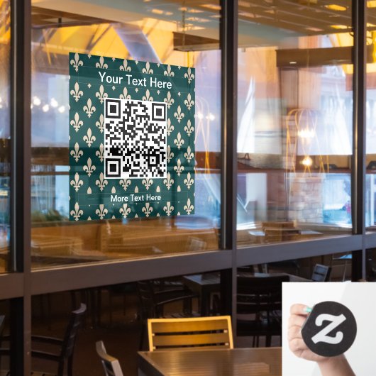 Lilie Pattern, Französisch, Royal, Cream, Green Fensteraufkleber (Restaurantfenster)