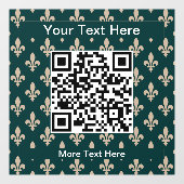 Lilie Pattern, Französisch, Royal, Cream, Green Fensteraufkleber (Blatt)