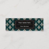 Lilie Pattern, Französisch, Royal, Cream, Green Mini Visitenkarte (Rückseite)