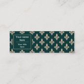 Lilie Pattern, Französisch, Royal, Cream, Green Mini Visitenkarte (Rückseite)