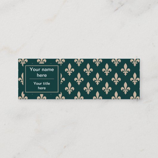 Lilie Pattern, Französisch, Royal, Cream, Green Mini Visitenkarte (Rückseite)