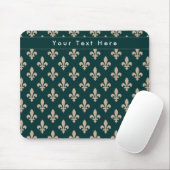 Lilie Pattern, Französisch, Royal, Cream, Green Mousepad (Mit Mouse)