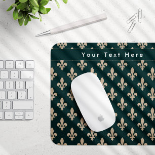 Lilie Pattern, Französisch, Royal, Cream, Green Mousepad