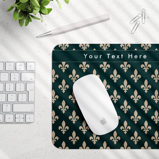 Lilie Pattern, Französisch, Royal, Cream, Green Mousepad