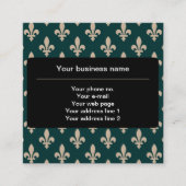 Lilie Pattern, Französisch, Royal, Cream, Green Quadratische Visitenkarte (Vorderseite)