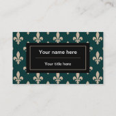 Lilie Pattern, Französisch, Royal, Cream, Green Visitenkarte (Rückseite)