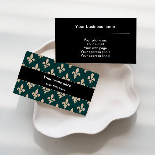 Lilie Pattern, Französisch, Royal, Cream, Green Visitenkarte