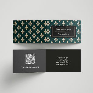 Lilie Pattern, Französisch, Royal, Cream, Green Visitenkarten