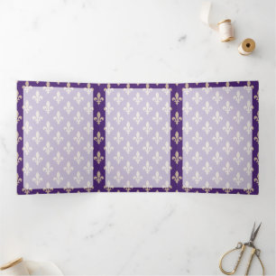 Lilie Pattern, Französisch, Royal, Cream, Lila Dreifach Gefaltete Karte