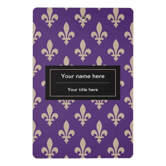 Lilie Pattern, Französisch, Royal, Cream, Lila Mini Klemmbrett (Rückseite)