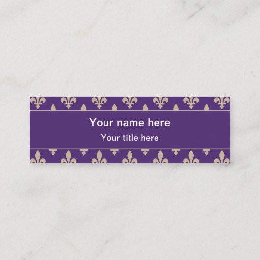 Lilie Pattern, Französisch, Royal, Cream, Lila Mini Visitenkarte (Rückseite)