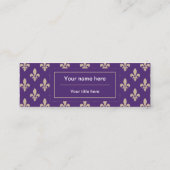 Lilie Pattern, Französisch, Royal, Cream, Lila Mini Visitenkarte (Rückseite)
