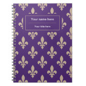 Lilie Pattern, Französisch, Royal, Cream, Lila Notizblock (Vorderseite)