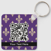 Lilie Pattern, Französisch, Royal, Cream, Lila Schlüsselanhänger (Rückseite)