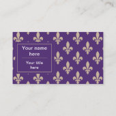 Lilie Pattern, Französisch, Royal, Cream, Lila Visitenkarte (Rückseite)